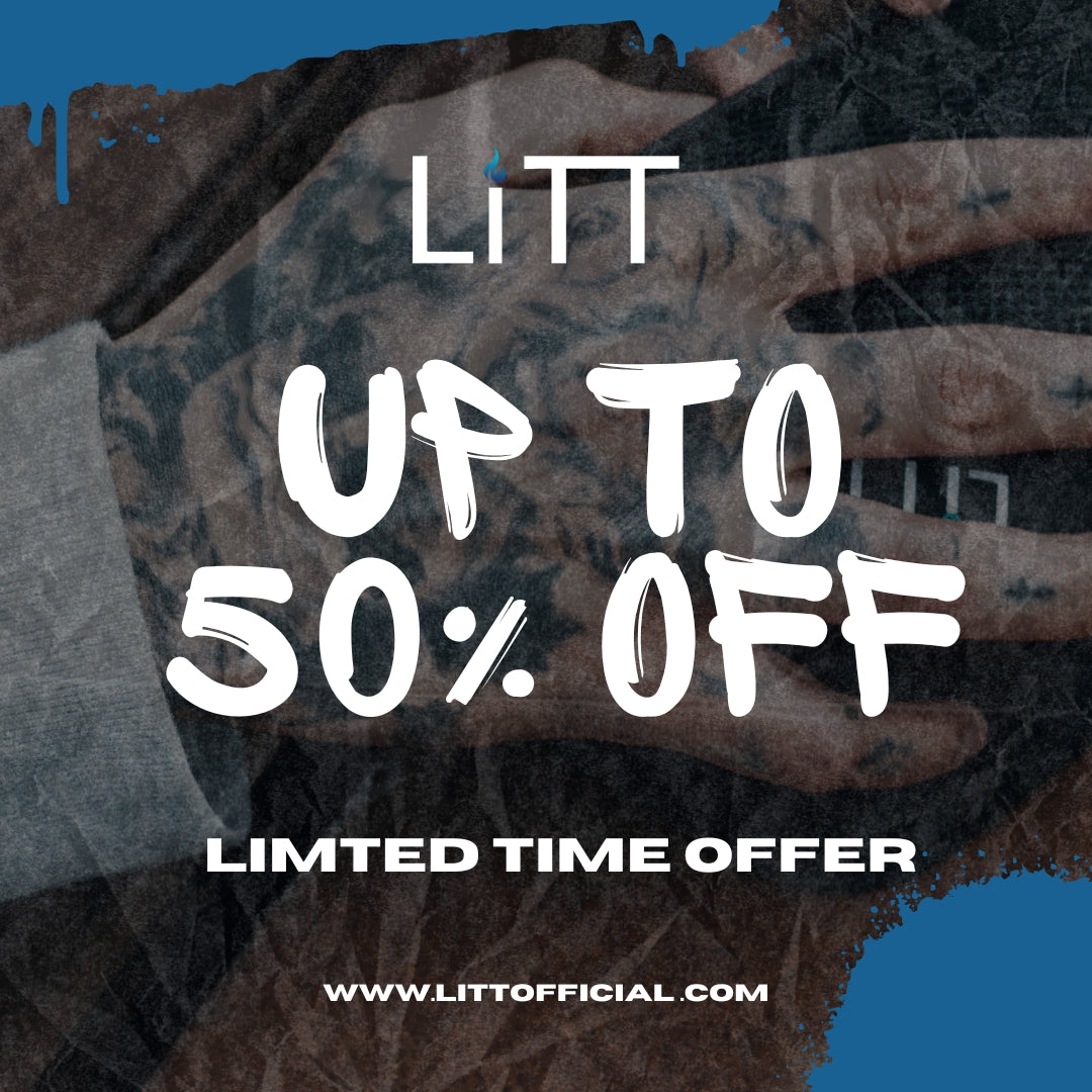 picture of litt products with a 50% sign off