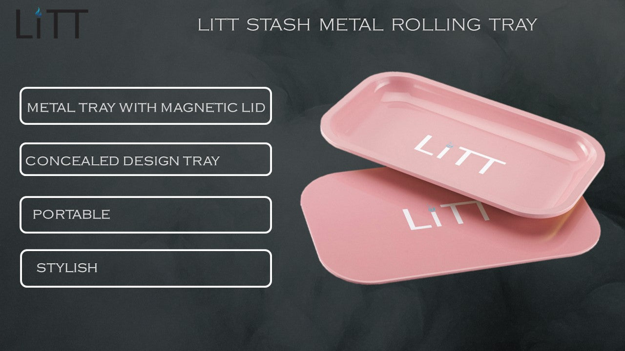 Litt Stash Metal Rolling Tray with Magnetic Rolling Lid